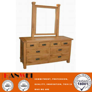 Oak Nature Color Wooden Vanity Make up Dressing Table with Mirror